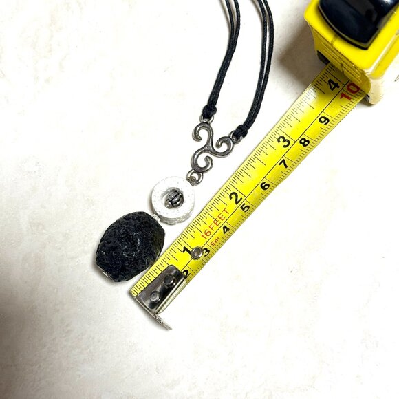 2/$20, Black & White Lava Stone Lariat Necklace, Genuine Gemstone Cord Necklace - Picture 9 of 11